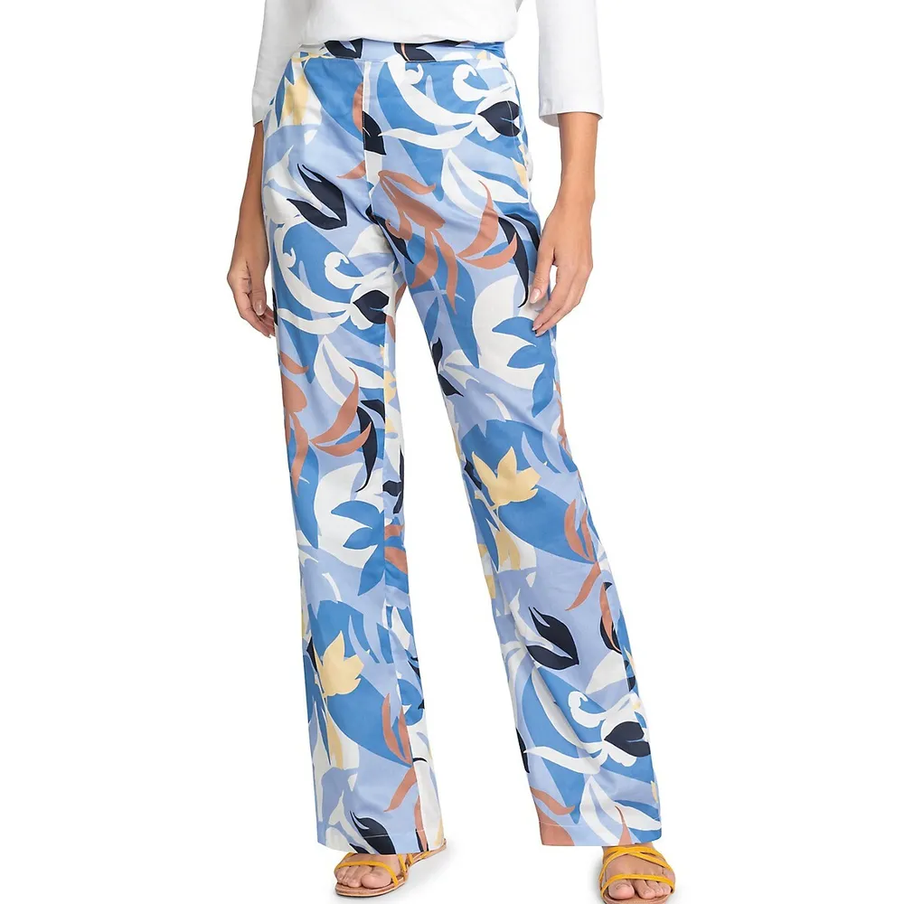 Resort Style, Blue Floral Wide-Leg Pants