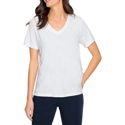 V-Neck Lace-Trim T-Shirt
