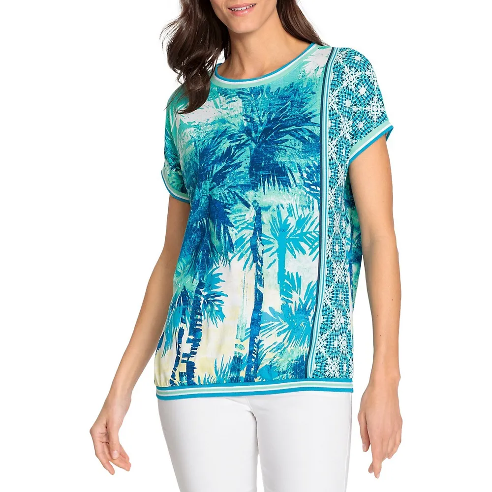 Palm Border Print T-Shirt