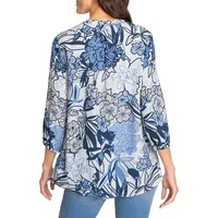 Effortless Ease Bouquet-Print Tunic Blouse