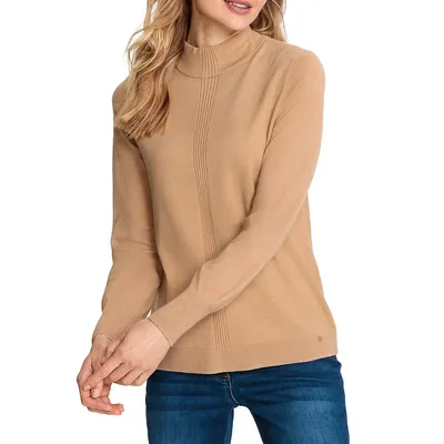Calm Cozy Mockneck Puff-Sleeve Sweater