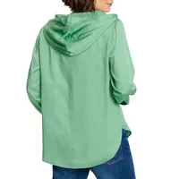 Pure Spirit Satin-Effect Hooded Blouse
