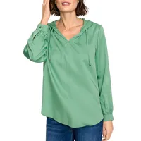 Pure Spirit Satin-Effect Hooded Blouse