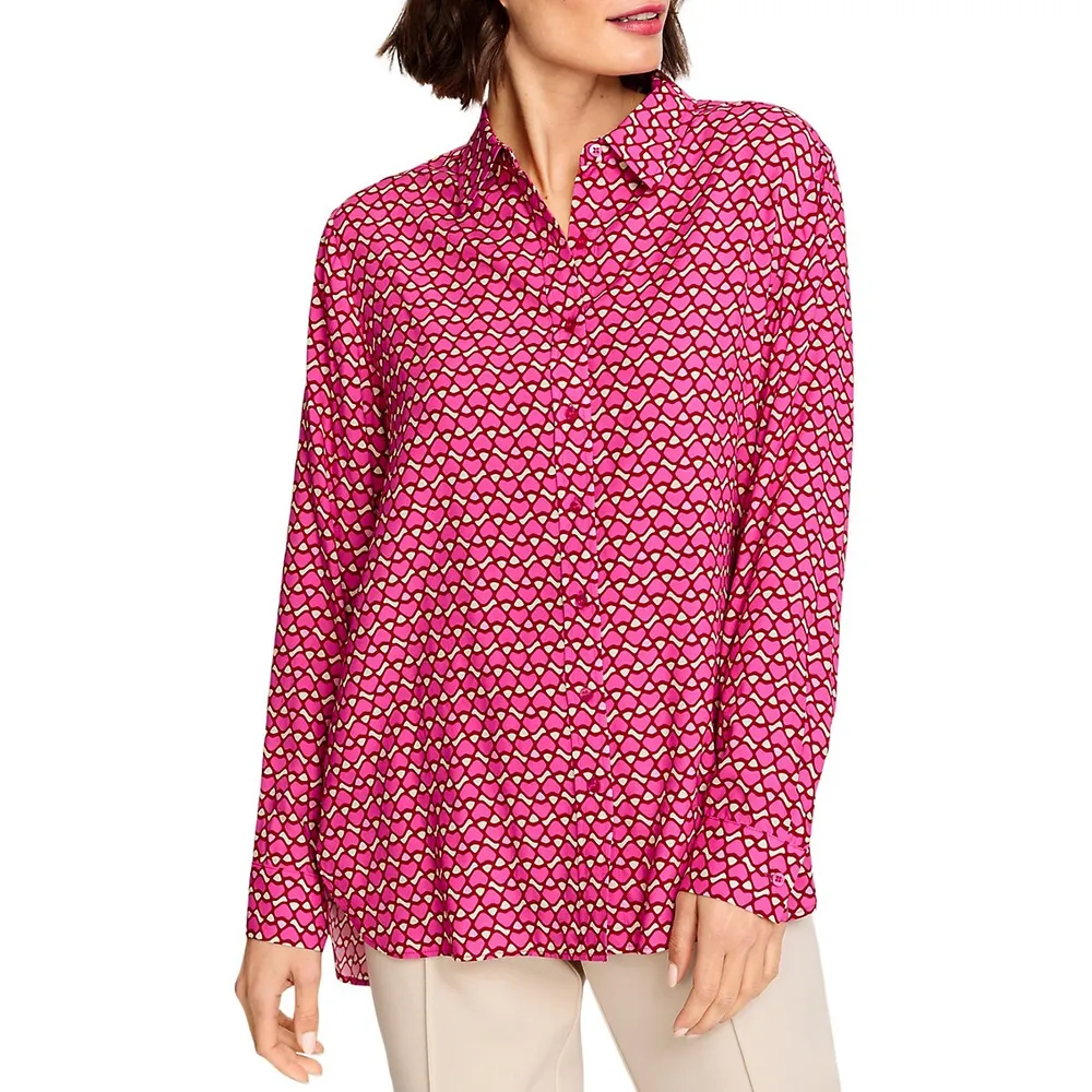 Olsen Vivid Colour Heart-Print Shirt