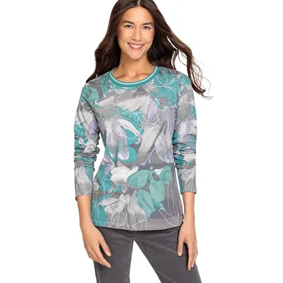 Abstract Floral Long-Sleeve T-Shirt