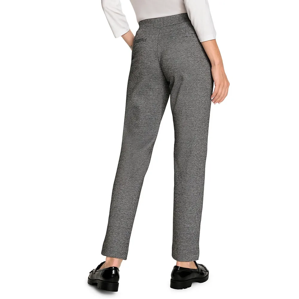 Classy Sport Lisa-Fit Straight-Leg Micro Houndstooth Pants