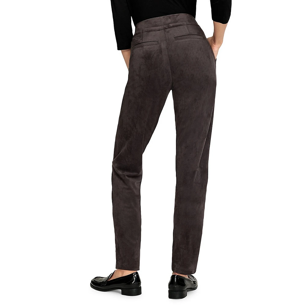 Faux Suede Straight-Leg Pull-On Pants