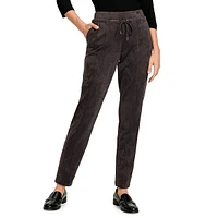 Faux Suede Straight-Leg Pull-On Pants