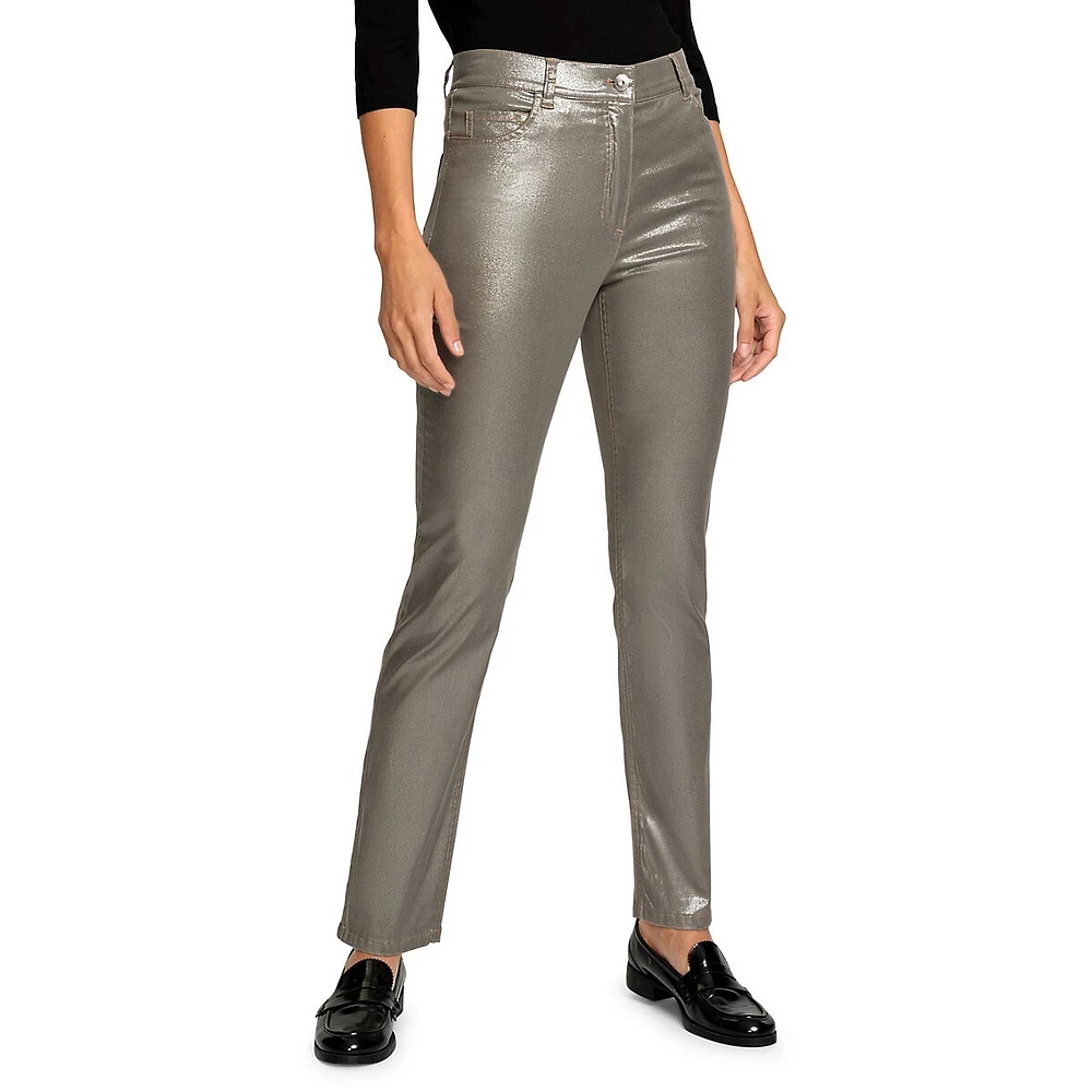 Mona Fit Slim-Leg Shimmer Jeans