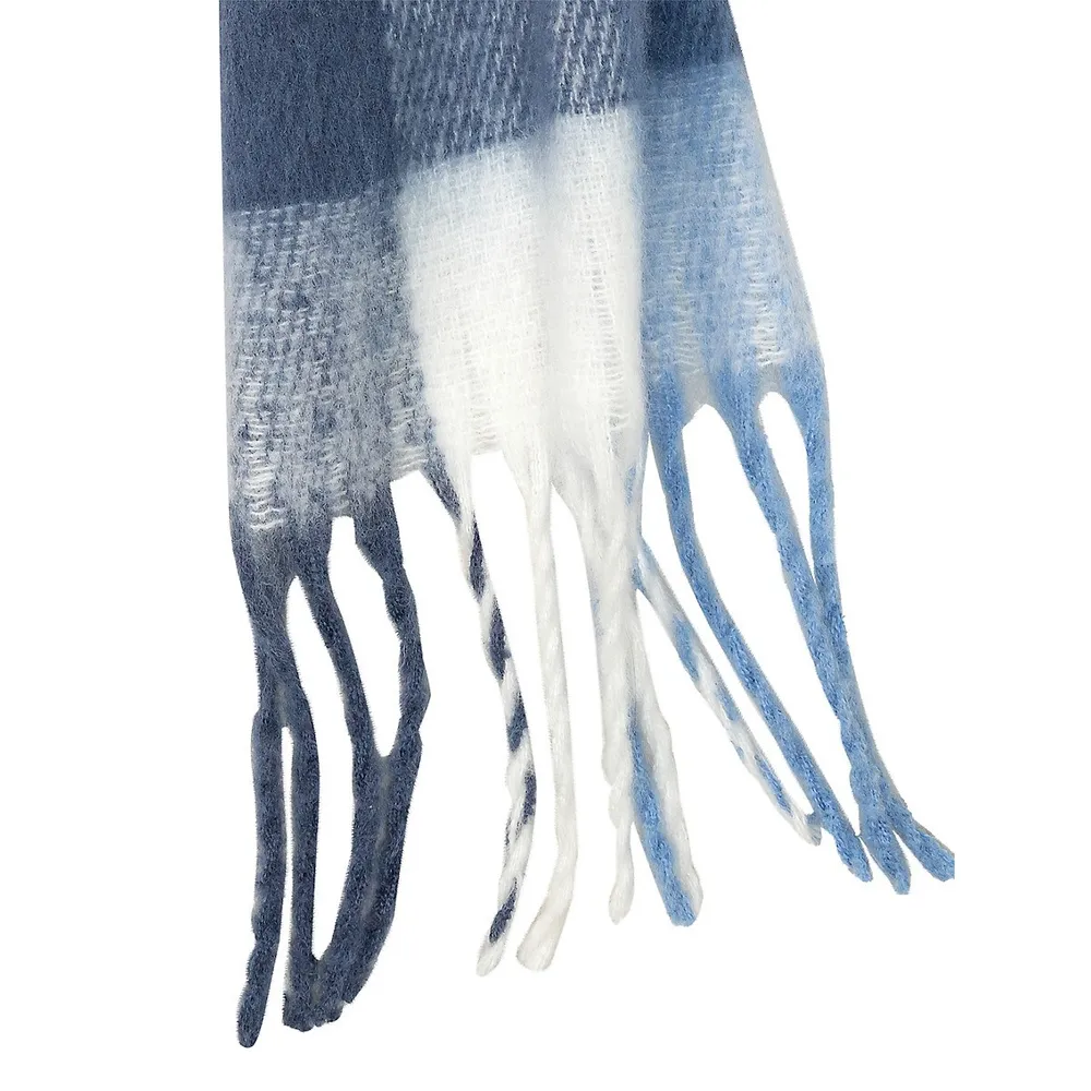 Classy Sport Fringed Plaid Blanket Scarf