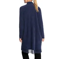 Classy Sport Open-Front Fringed Cardigan