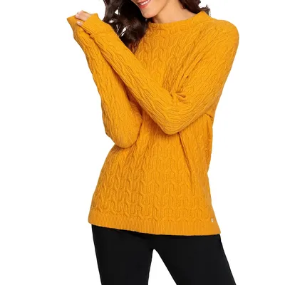 Funnelneck Cable-Knit Sweater