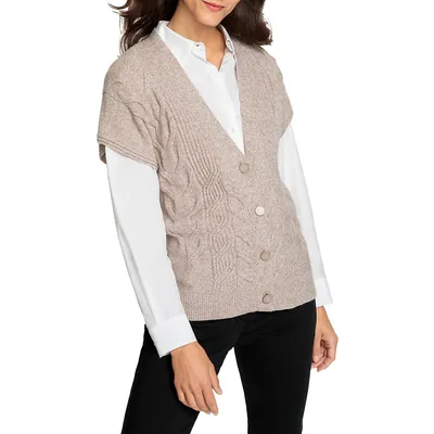 Neo Classics Short-Sleeve Cable-Knit Cardigan