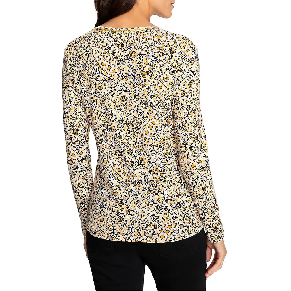 100% Cotton Long Sleeve Leopard Print T-Shirt - Olsen Fashion Canada