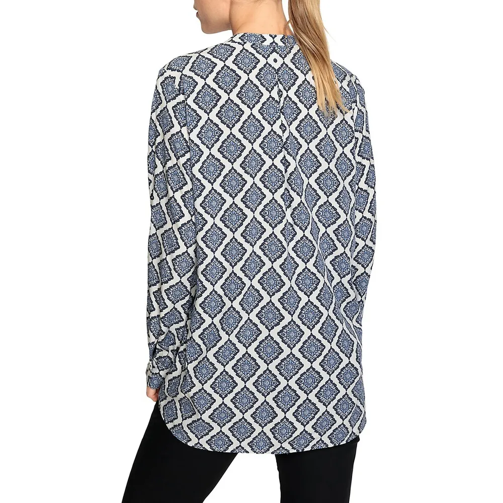 Classy Sport Printed Tunic-Neck Shirt