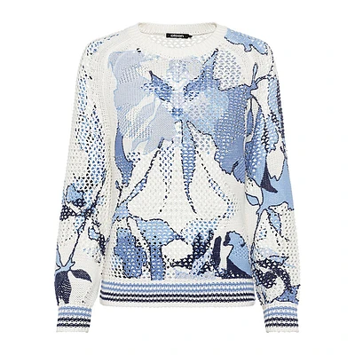Printed Ajour-Knit Sweater