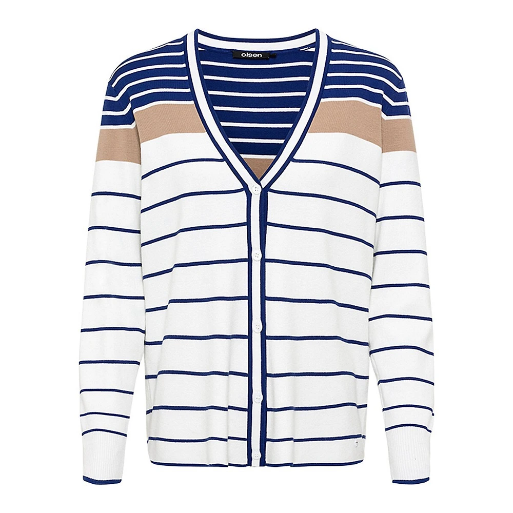 V-Neck Stripe Cardigan