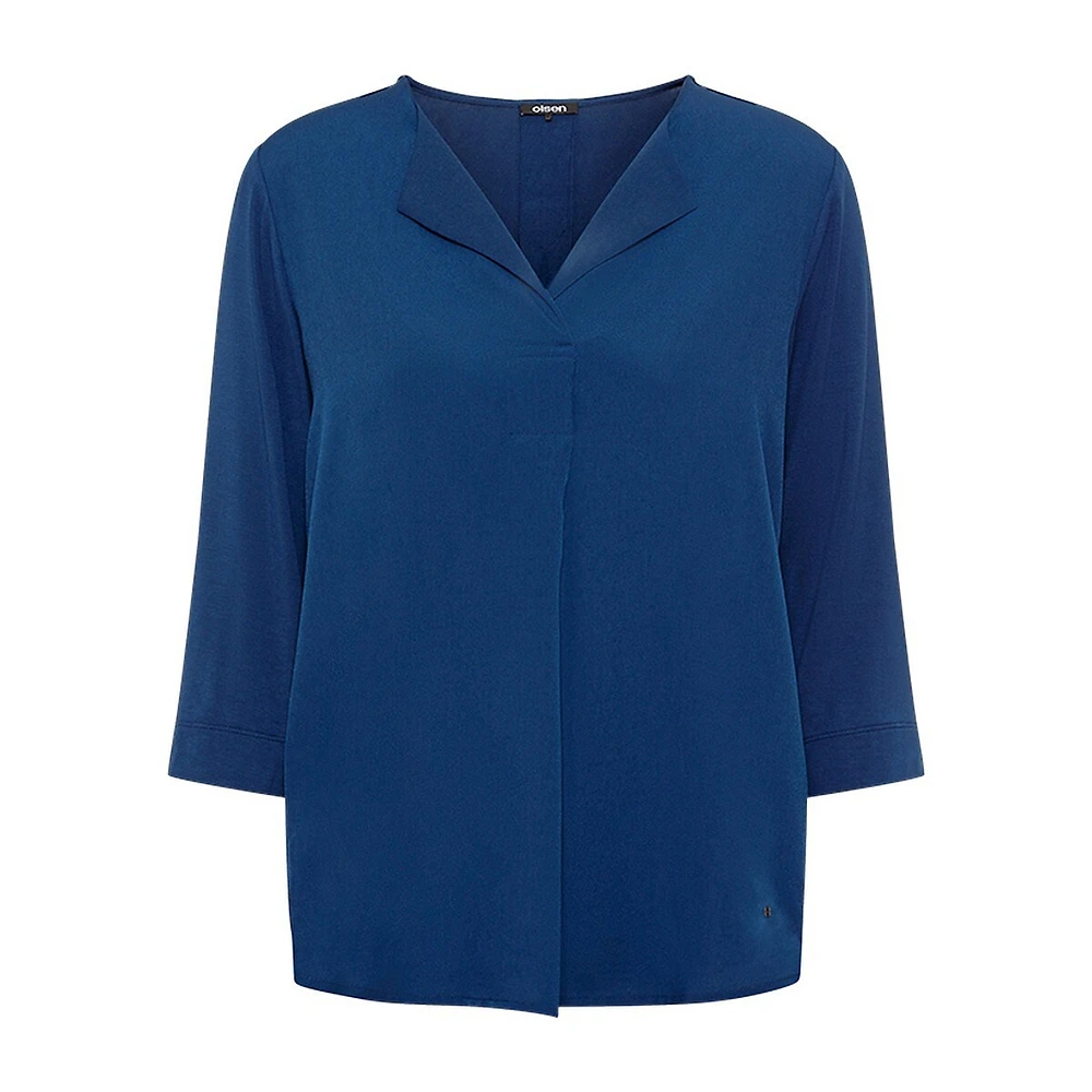 Splitneck Three-Quarter Sleeve Blouse