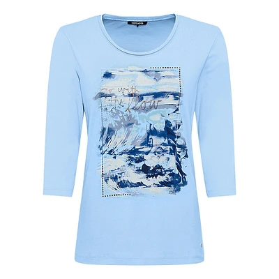 Embellished Ocean Graphic T-Shirt