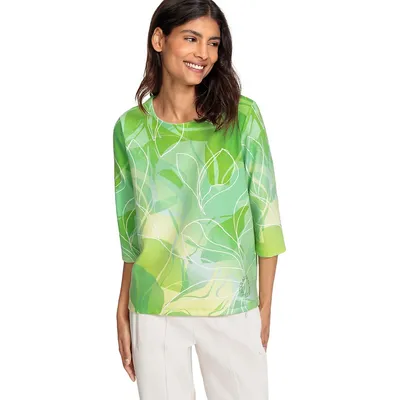 Green Zone Embellished Abstract-Print Top