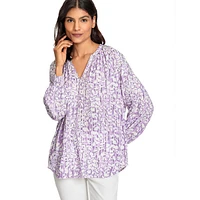 Printed Raglan Tunic Blouse