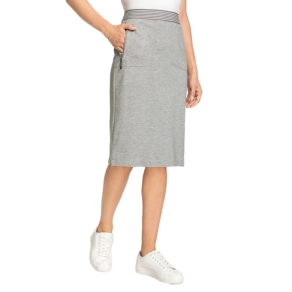 Striped Jersey Knit Pull-On Skirt