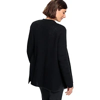 Open-Front Ottoman-Knit Cardigan