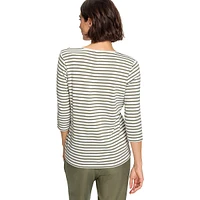 Striped Three-Quarter Sleeve T-Shirt