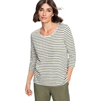 Striped Three-Quarter Sleeve T-Shirt