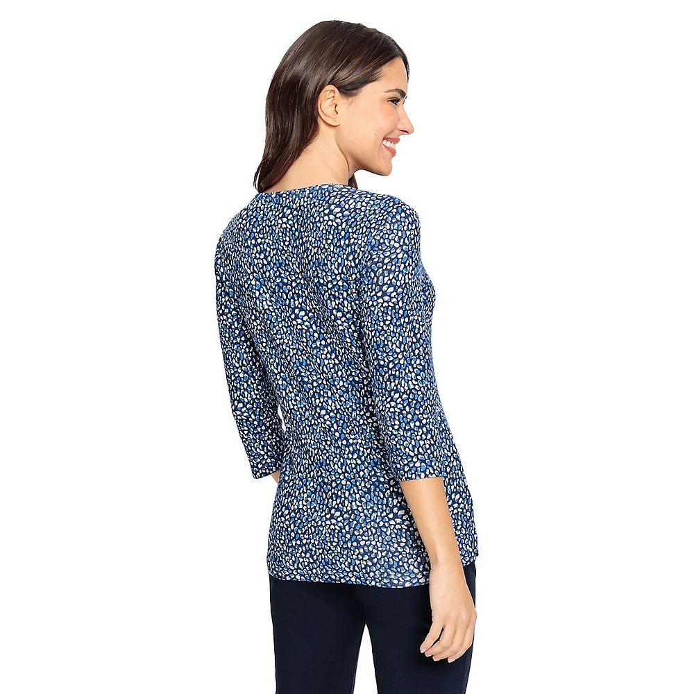 Fresh Mode Printed Three-Quarter-Sleeve Top