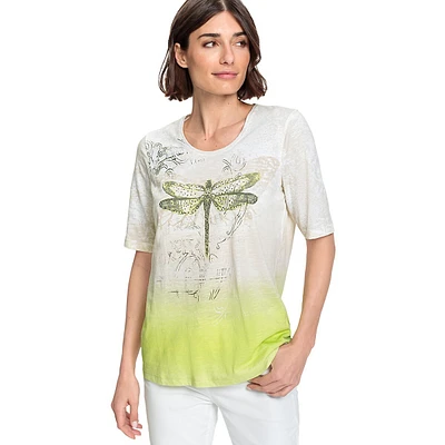 Embellished Dragonfly Graphic T-Shirt