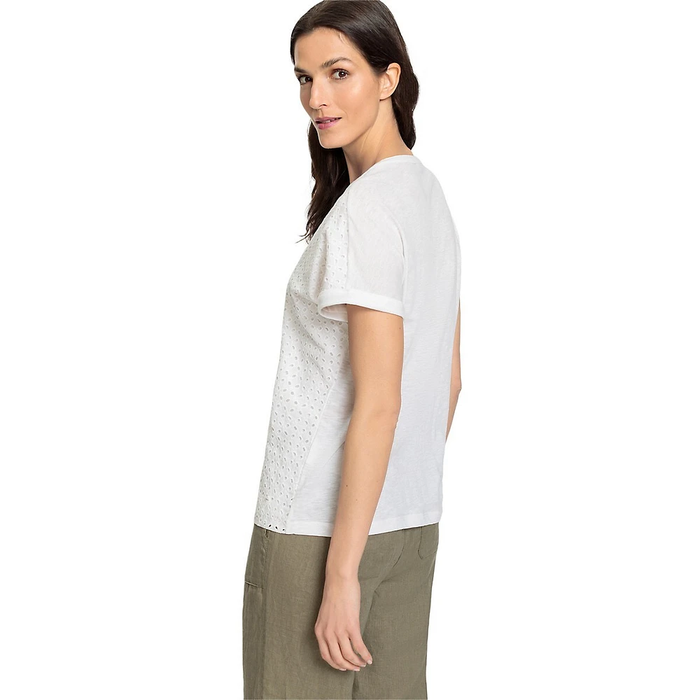 Collien-Fit Eyelet-Front Tunic T-Shirt