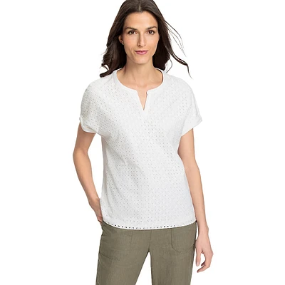 Collien-Fit Eyelet-Front Tunic T-Shirt