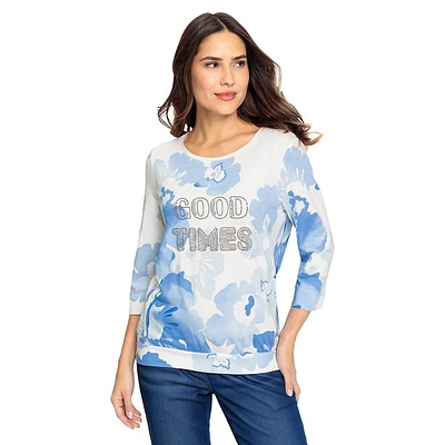 Cotton & Tencel Modal Embellished Print T-Shirt