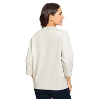 Embellished Raglan Scuba Jersey Knit Top