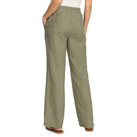 Anna-Fit Linen Wide-Leg Pull-On Pants