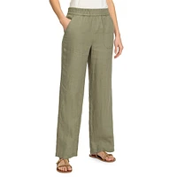 Anna-Fit Linen Wide-Leg Pull-On Pants