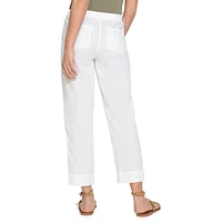 Lisa Fit Straight Cropped Linen-Cotton Pants