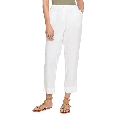 Lisa Fit Straight Cropped Linen-Cotton Pants