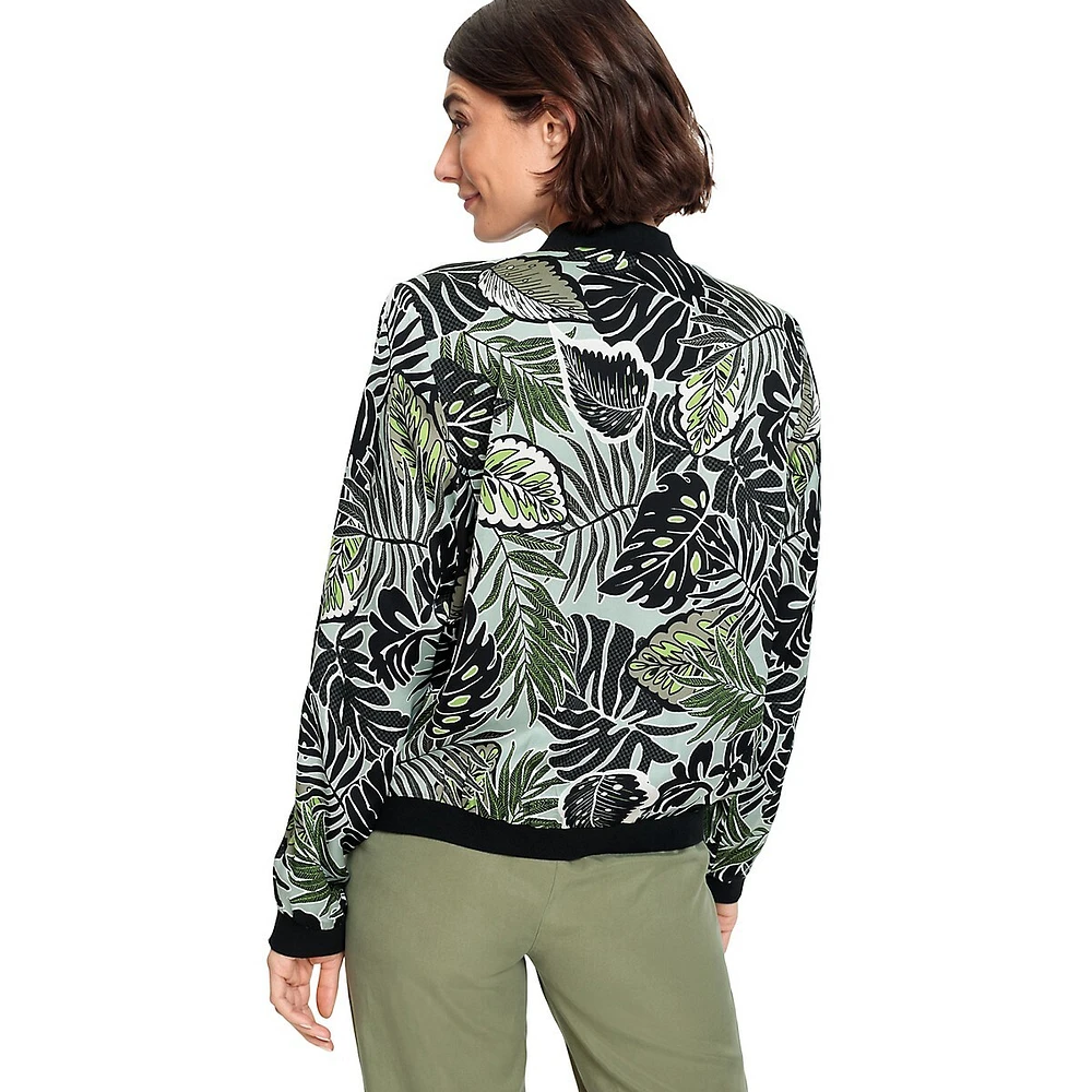 Satin-Effect Multi-Leaf Bomber Jacket