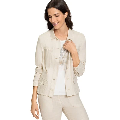 Linen Collared Buttoned Jacket