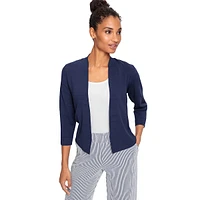 Three-Quarter-Sleeve Fine-Gauge Cropped Cardigan