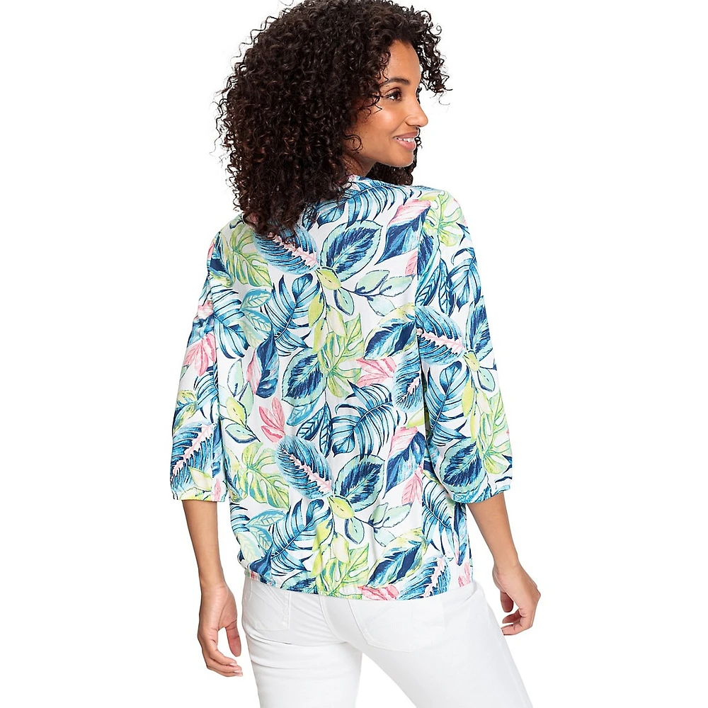 Tropical-Print Tunic Top