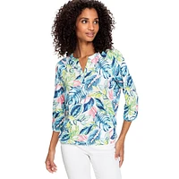 Tropical-Print Tunic Top