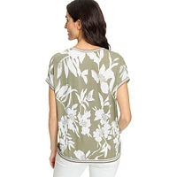 Relaxed-Fit Dolman-Sleeve Abstract Floral Top