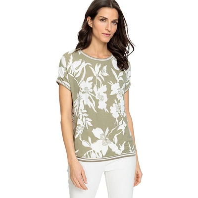 Relaxed-Fit Dolman-Sleeve Abstract Floral Top