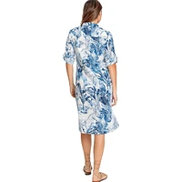 Tropical-Print Shirtdress