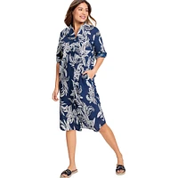 Paisley Floral Collarless Shirtdress