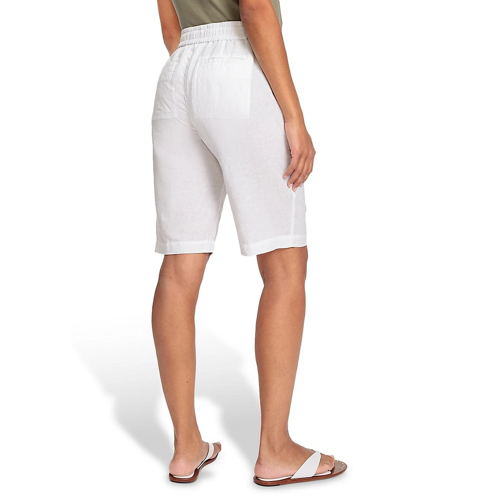 Linen & Cotton Pull-On Bermuda Shorts