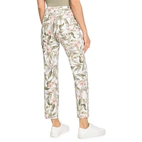 Mona-Fit Tropical Floral-Print Slim-Leg Jeans